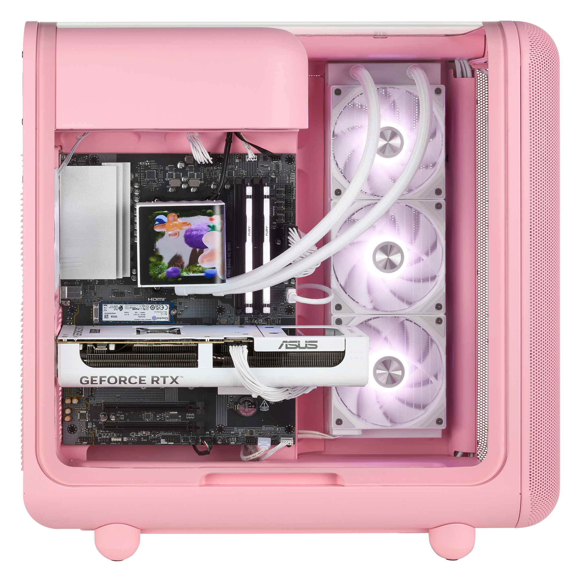 TECHNOID Infinity Gaming PC (AMD Radeon RX 9070 XT - AMD RYZEN 7 7800X3D - 32 GB DDR5 RAM - 1TB SSD - AI Ready - Windows 11 H - Wifi - HYTE X50 Strawberry Milk)