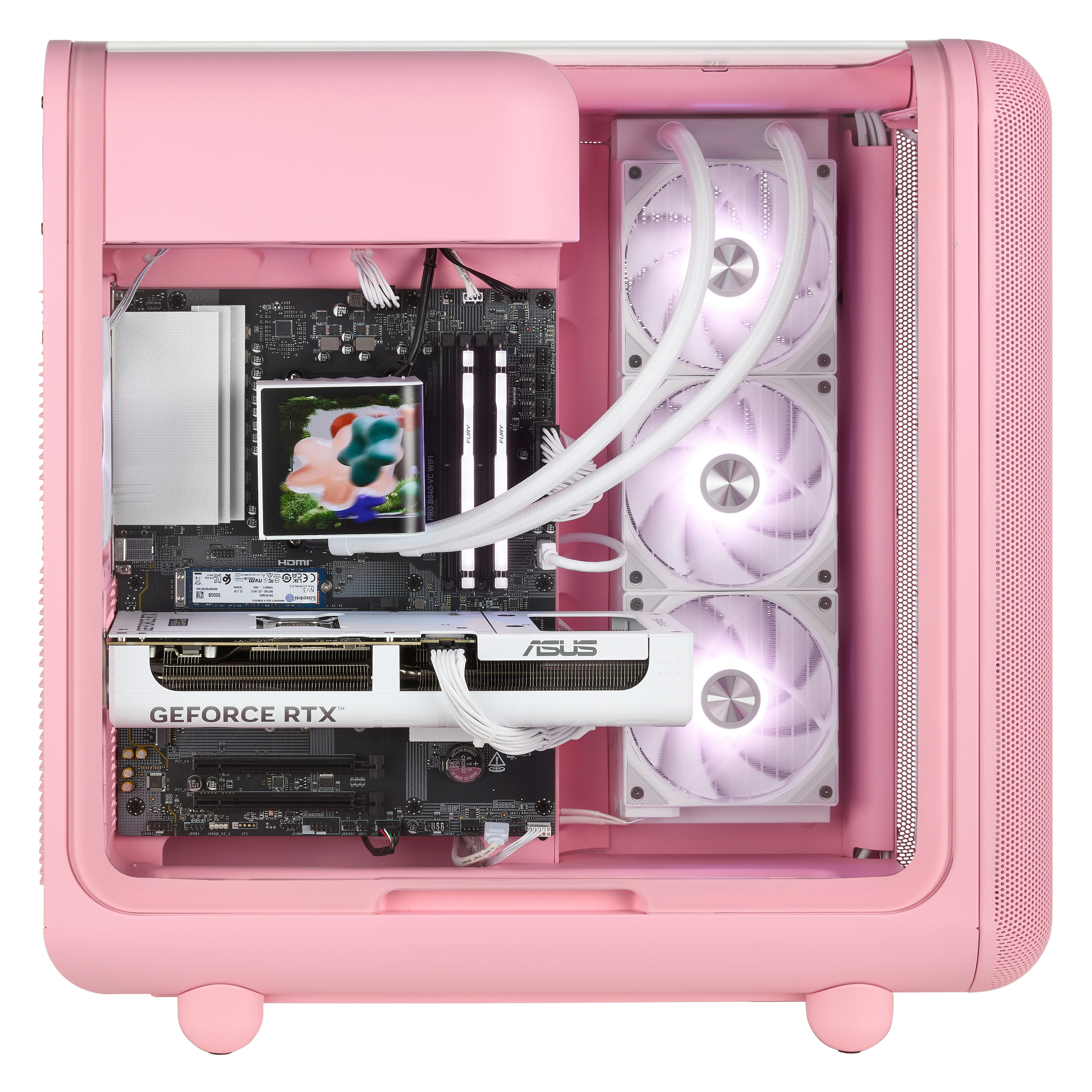 TECHNOID Infinity Gaming PC (AMD Radeon RX 9070 XT - AMD RYZEN 7 7800X3D - 32 GB DDR5 RAM - 1TB SSD - AI Ready - Windows 11 H - Wifi - HYTE X50 Strawberry Milk)