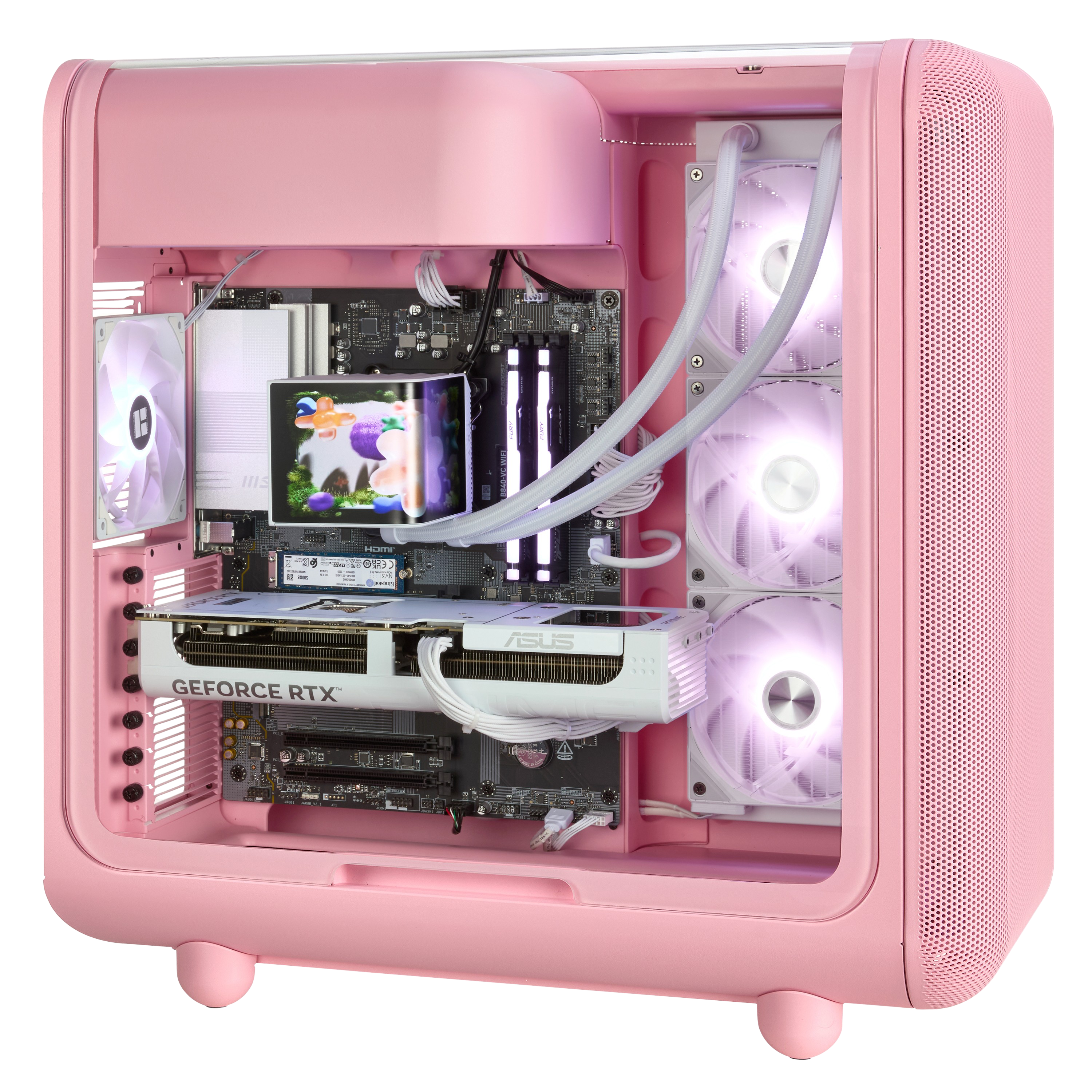 TECHNOID Infinity Gaming PC (AMD Radeon RX 9070 XT - AMD RYZEN 7 7800X3D - 32 GB DDR5 RAM - 1TB SSD - AI Ready - Windows 11 H - Wifi - HYTE X50 Strawberry Milk)