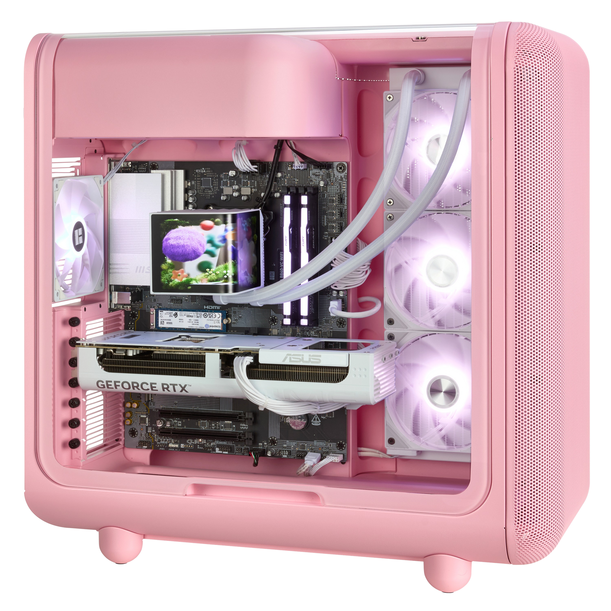 TECHNOID Infinity Gaming PC (AMD Radeon RX 9070 XT - AMD RYZEN 7 7800X3D - 32 GB DDR5 RAM - 1TB SSD - AI Ready - Windows 11 H - Wifi - HYTE X50 Strawberry Milk)