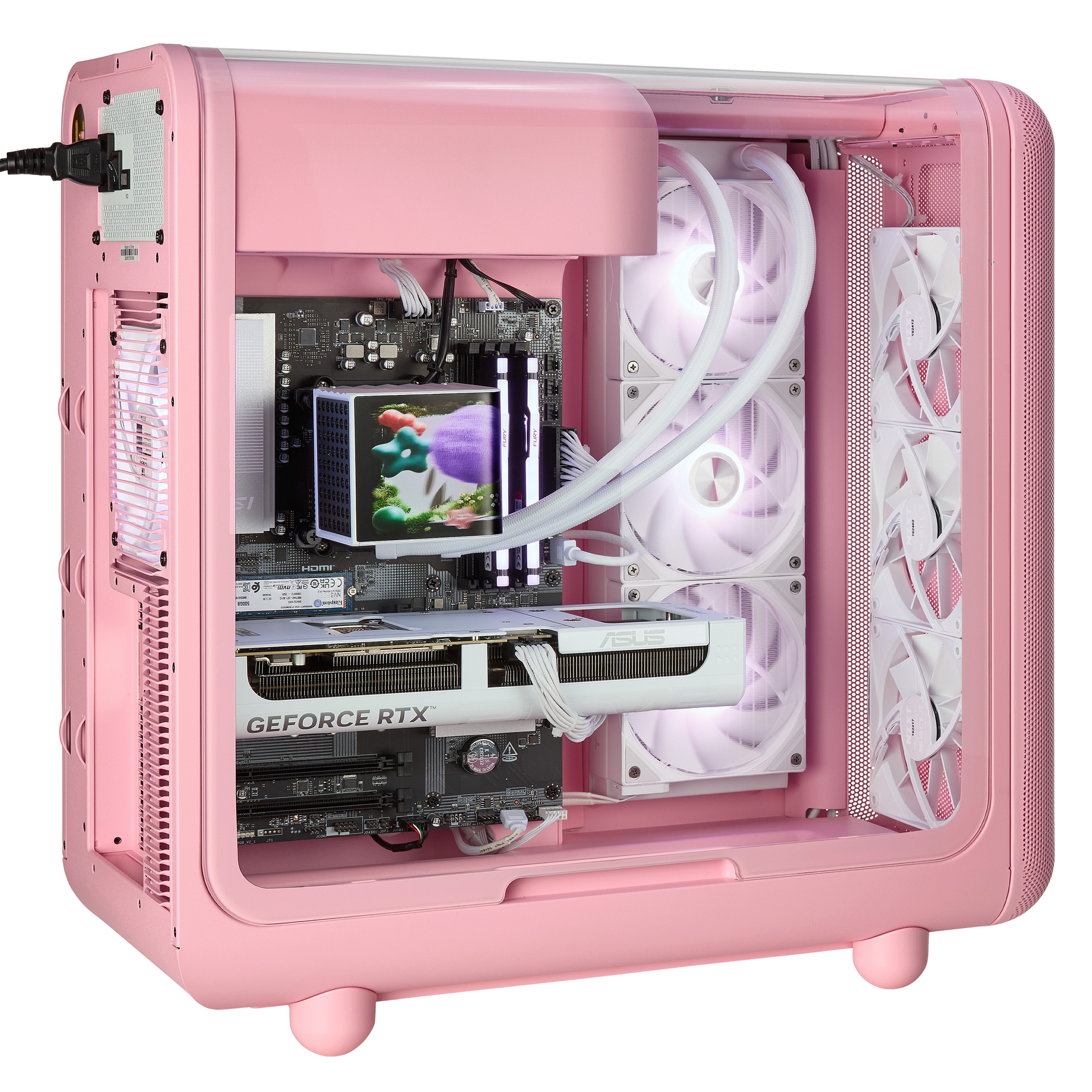 TECHNOID Infinity Gaming PC (AMD Radeon RX 9070 XT - AMD RYZEN 7 7800X3D - 32 GB DDR5 RAM - 1TB SSD - AI Ready - Windows 11 H - Wifi - HYTE X50 Strawberry Milk)