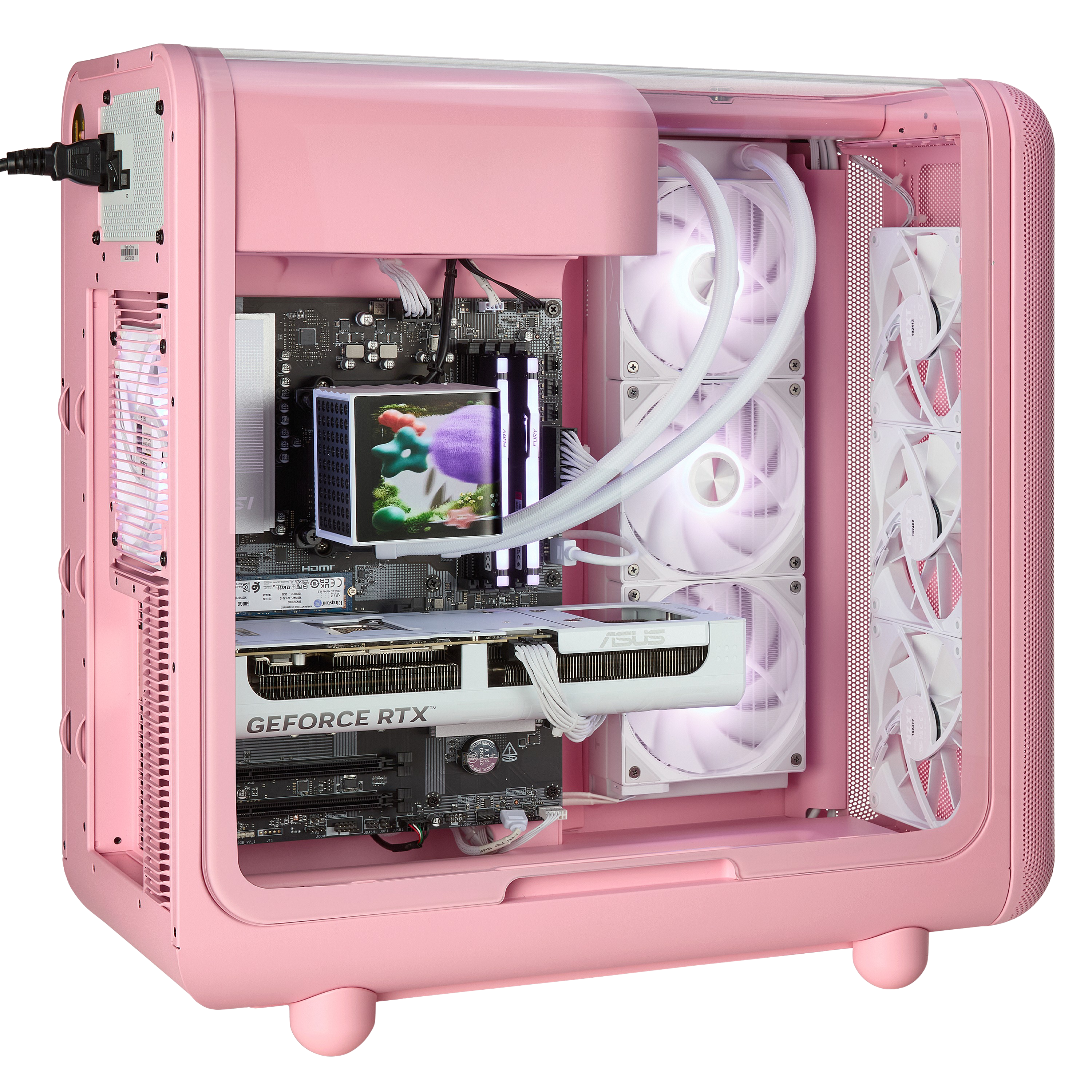 TECHNOID Infinity Gaming PC (AMD Radeon RX 9070 XT - AMD RYZEN 7 7800X3D - 32 GB DDR5 RAM - 1TB SSD - AI Ready - Windows 11 H - Wifi - HYTE X50 Strawberry Milk)