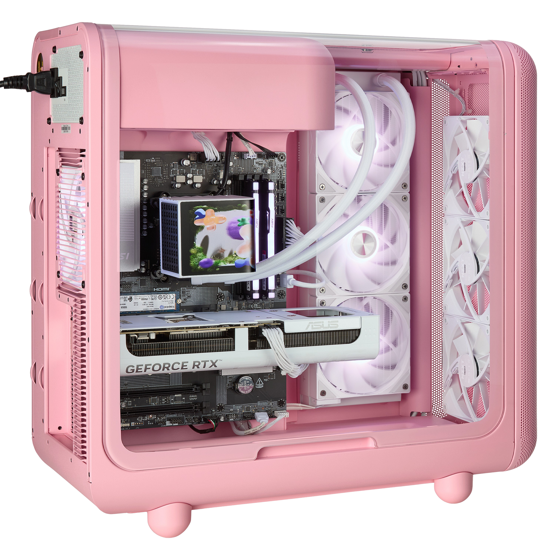 TECHNOID Infinity Gaming PC (AMD Radeon RX 9070 XT - AMD RYZEN 7 7800X3D - 32 GB DDR5 RAM - 1TB SSD - AI Ready - Windows 11 H - Wifi - HYTE X50 Strawberry Milk)