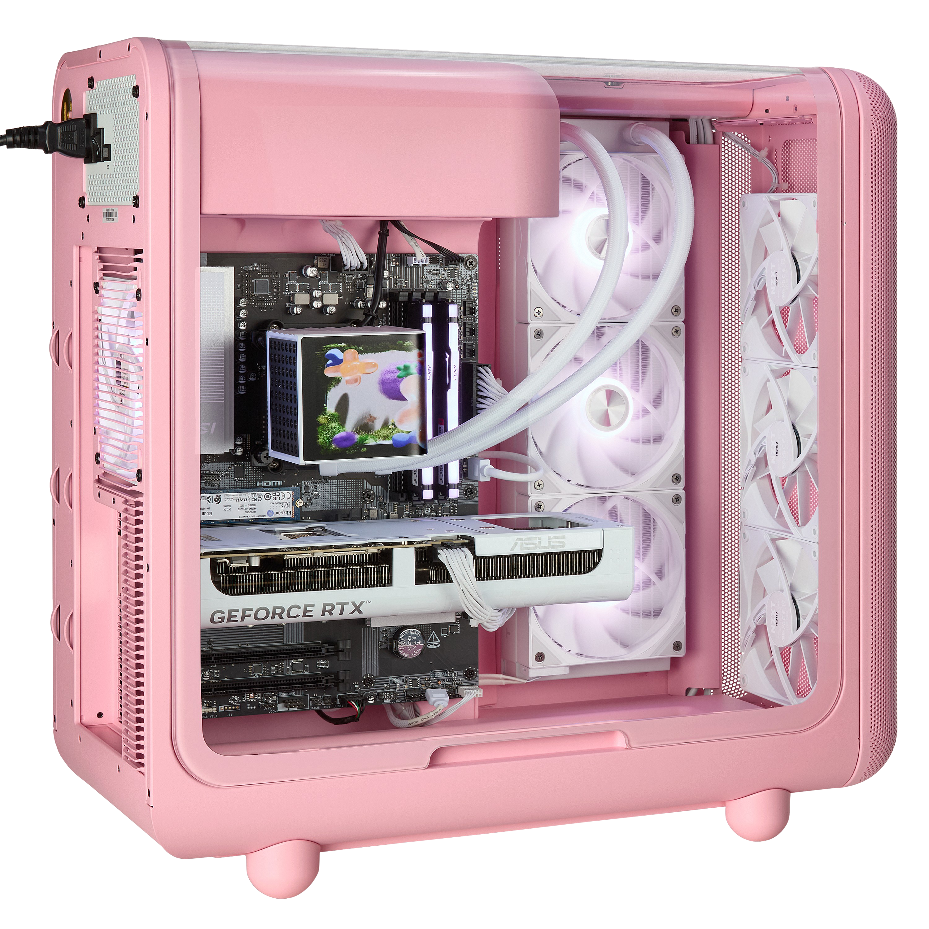 TECHNOID Infinity Gaming PC (AMD Radeon RX 9070 XT - AMD RYZEN 7 7800X3D - 32 GB DDR5 RAM - 1TB SSD - AI Ready - Windows 11 H - Wifi - HYTE X50 Strawberry Milk)