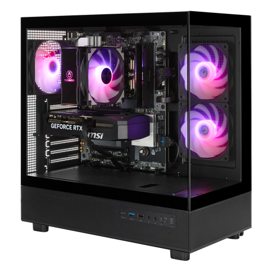TECHNOID Glass Gaming PC - AMD Radeon RX 9070 XT - AMD Ryzen 7 9800X3D - 32GB DDR5 - 2TB SSD - Win 11 PRO - AI Ready - 850w 80 Plus Gold PSU - VR Compatible - Black