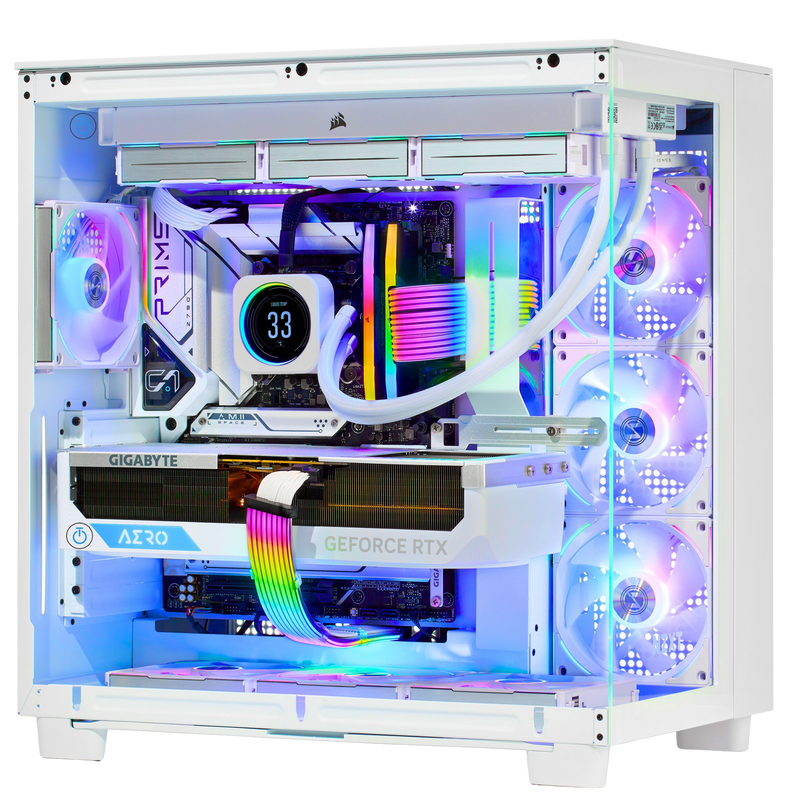 TECHNOID Frozen Gaming PC - RTX 5070 - AMD Ryzen 7 7800X3D - 32GB DDR5 - 2TB SSD - Win 11 PRO - AI Ready - 850w 80 Plus Gold PSU - VR Compatible - White