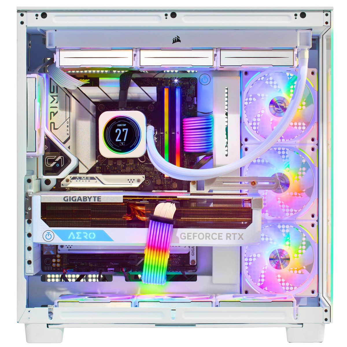 TECHNOID Frozen Gaming PC - RTX 5070 - AMD Ryzen 7 7800X3D - 32GB DDR5 - 2TB SSD - Win 11 PRO - AI Ready - 850w 80 Plus Gold PSU - VR Compatible - White