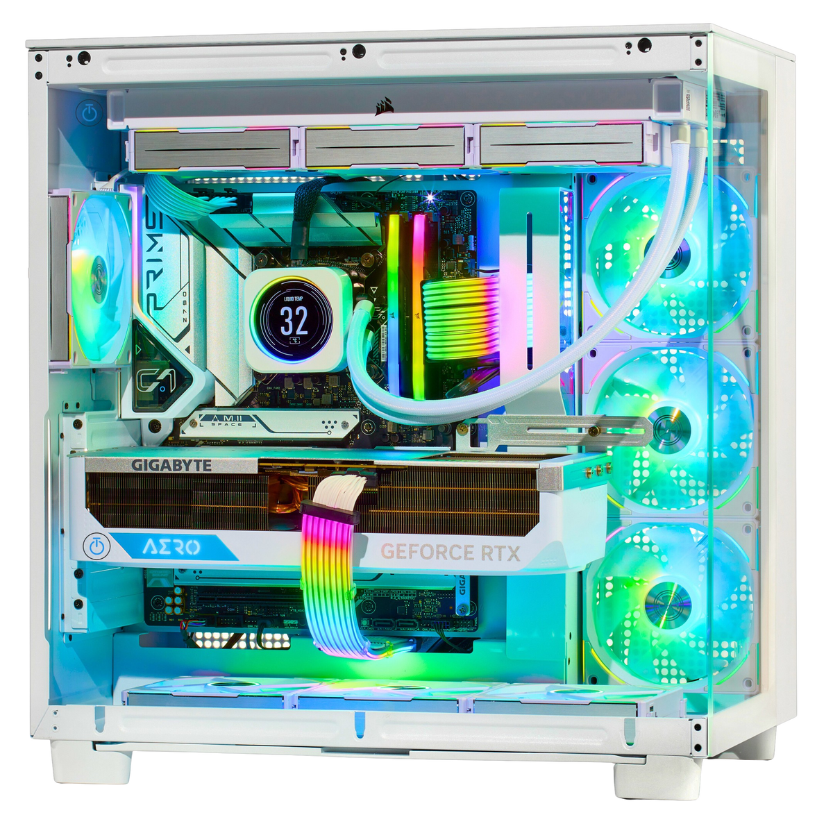 TECHNOID Frozen Gaming PC - RTX 5070 - AMD Ryzen 7 7800X3D - 32GB DDR5 - 2TB SSD - Win 11 PRO - AI Ready - 850w 80 Plus Gold PSU - VR Compatible - White