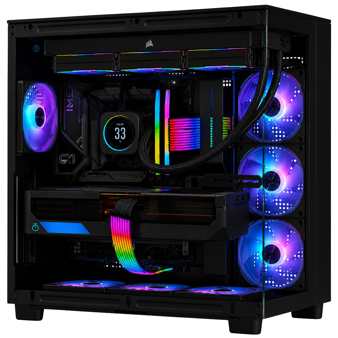 TECHNOID Frozen Gaming PC - RTX 5070 - AMD Ryzen 7 7800X3D - 32GB DDR5 - 2TB SSD - Win 11 PRO - AI Ready - 850w 80 Plus Gold PSU - VR Compatible - Black