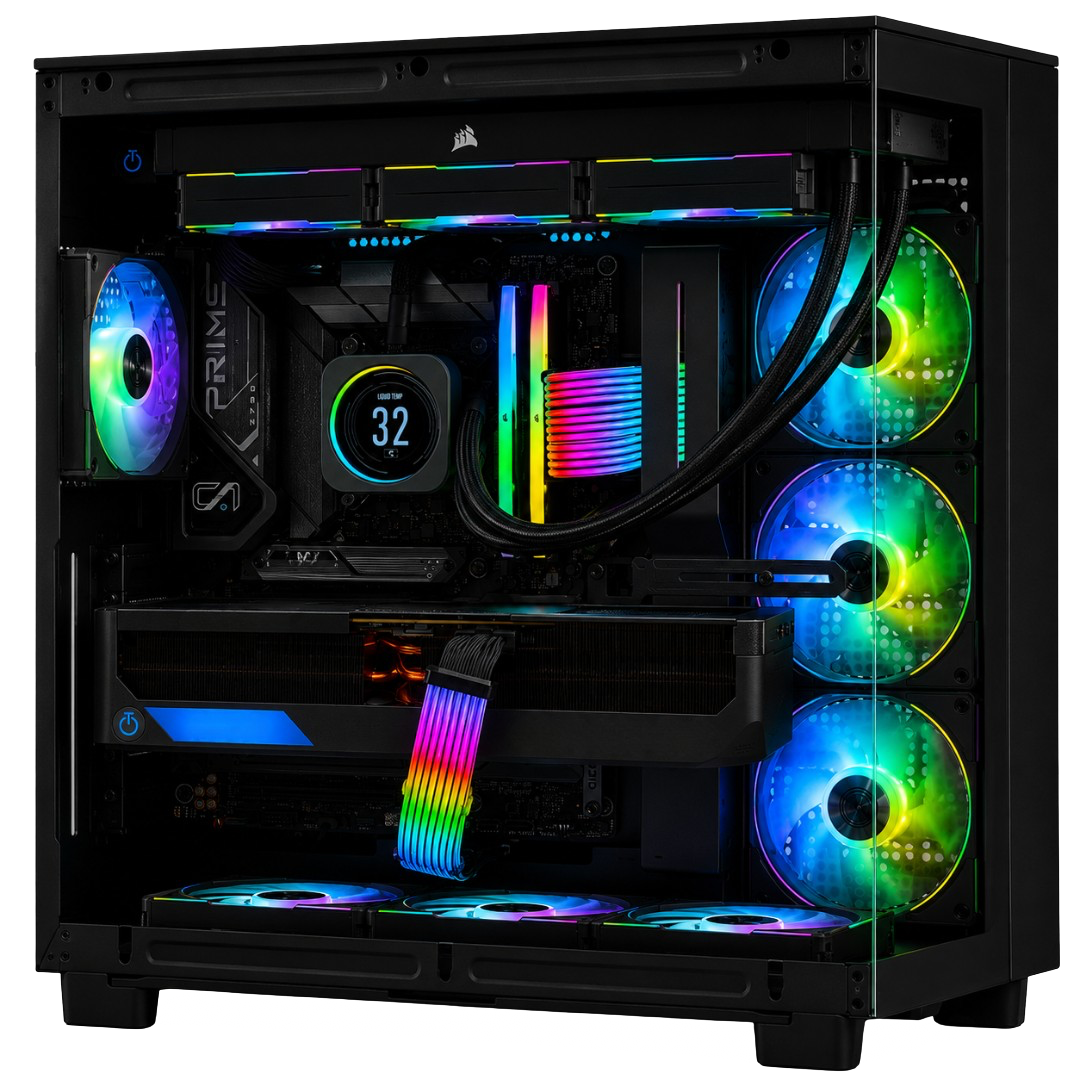 TECHNOID Frozen Gaming PC - RTX 5070 - AMD Ryzen 7 7800X3D - 32GB DDR5 - 2TB SSD - Win 11 PRO - AI Ready - 850w 80 Plus Gold PSU - VR Compatible - Black