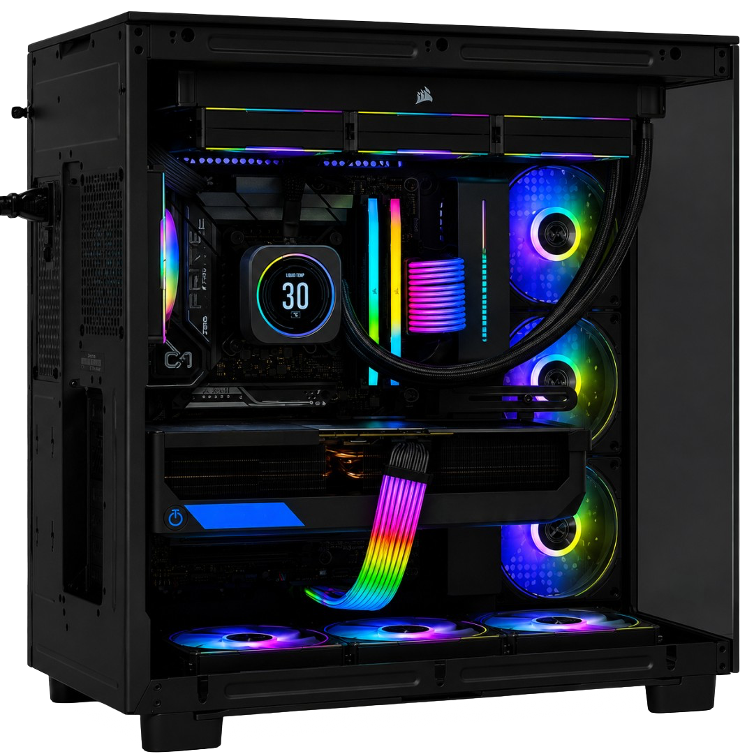 TECHNOID Frozen Gaming PC - RTX 5070 - AMD Ryzen 7 7800X3D - 32GB DDR5 - 2TB SSD - Win 11 PRO - AI Ready - 850w 80 Plus Gold PSU - VR Compatible - Black