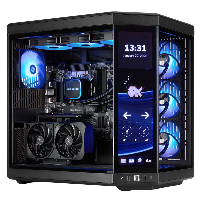 TECHNOID Limited Edition Gaming PC - AMD Ryzen 7 9800X3D, 32GB Ram, 2TB SSD, RTX 5070 Ti , Windows 11 Pro, HYTE Y70 Touch infinite, Black