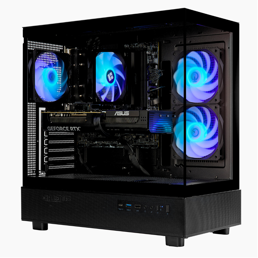 TECHNOID Glass Gaming PC - AMD Radeon RX 9070 XT- AMD Ryzen 7 7700 - 32GB DDR5 - 1TB SSD - Win 11 H - AI Ready - VR Compatible - Black