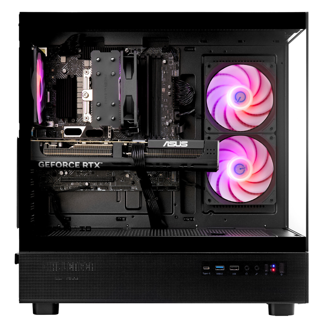 TECHNOID Glass Gaming PC - AMD Radeon RX 9070 XT- AMD Ryzen 7 7700 - 32GB DDR5 - 1TB SSD - Win 11 H - AI Ready - VR Compatible - Black