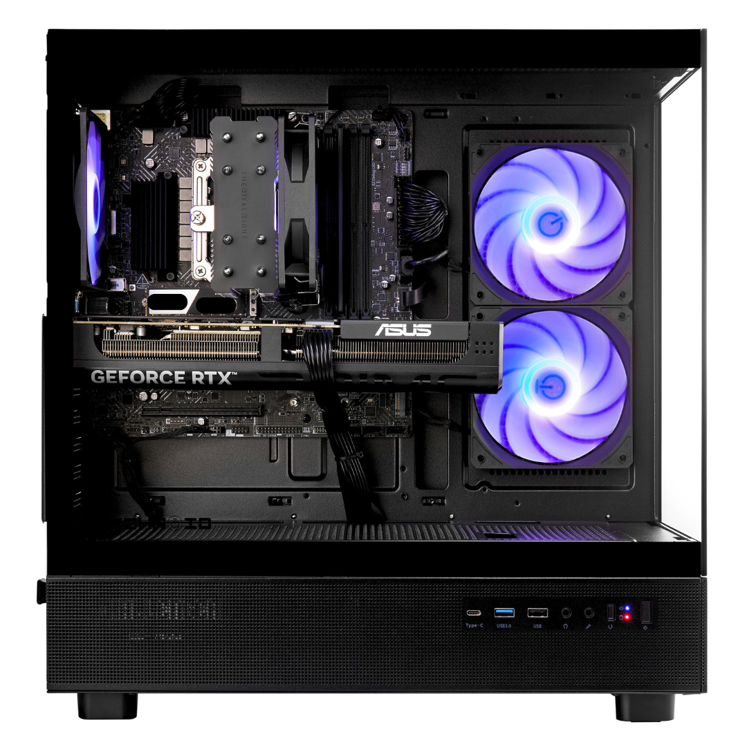 TECHNOID Glass Gaming PC - AMD Radeon RX 9070 XT- AMD Ryzen 7 7700 - 32GB DDR5 - 1TB SSD - Win 11 H - AI Ready - VR Compatible - Black