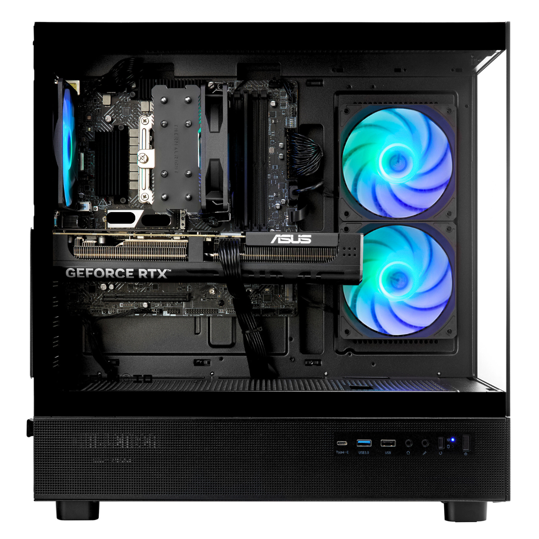 TECHNOID Glass Gaming PC - GeForce RTX 5060 - Intel Core i7-14700KF - 32GB DDR5 - 1TB SSD - Win 11 PRO - AI Ready - VR Compatible - Black