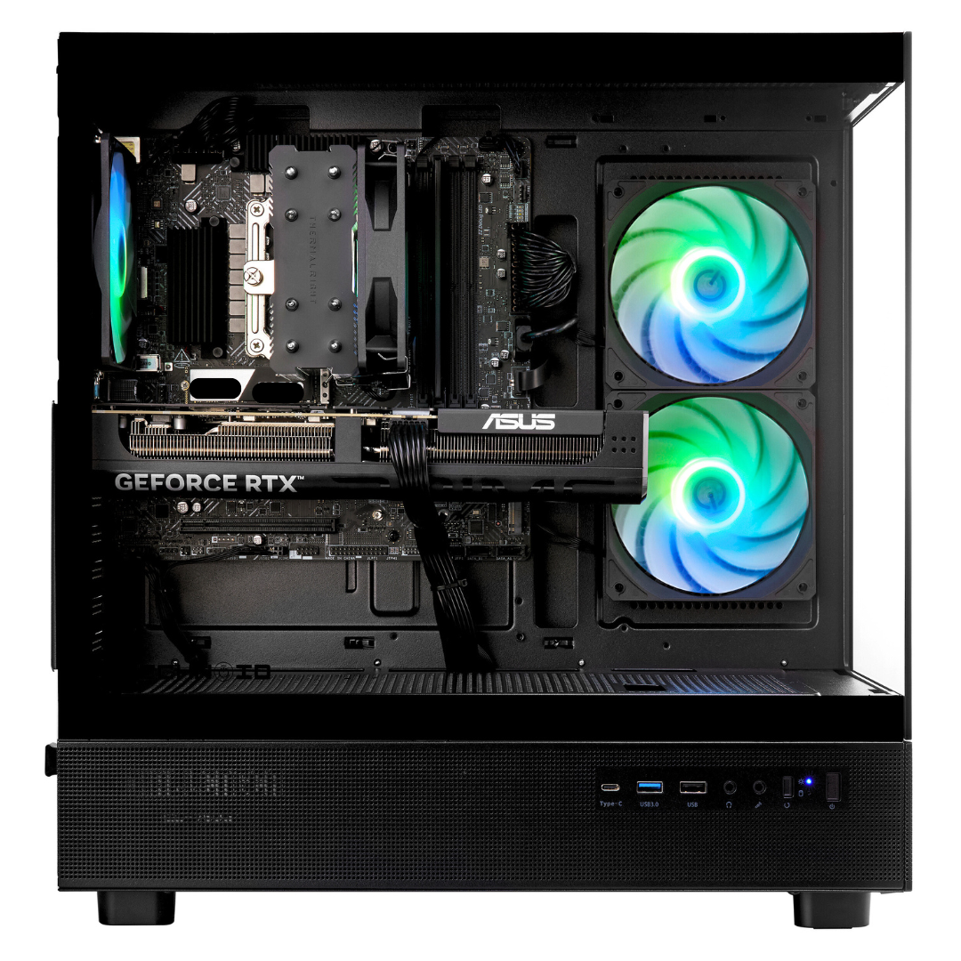 TECHNOID Glass Gaming PC - AMD Radeon RX 9070 XT- AMD Ryzen 7 7700 - 32GB DDR5 - 1TB SSD - Win 11 H - AI Ready - VR Compatible - Black