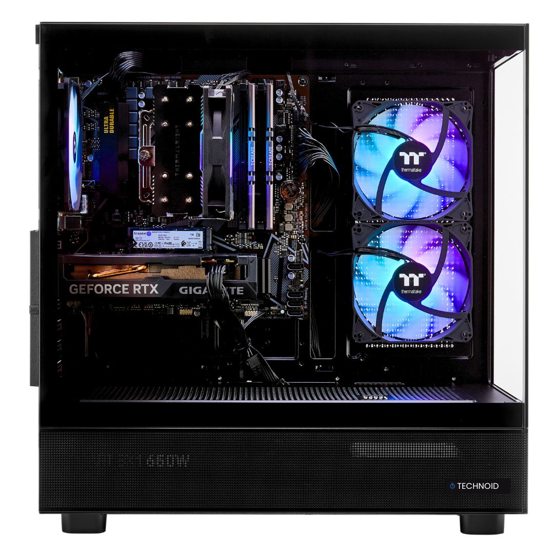 TECHNOID Glass Gaming PC - AMD Radeon RX 9070 XT - AMD Ryzen 7 9800X3D - 32GB DDR5 - 2TB SSD - Win 11 PRO - AI Ready - 850w 80 Plus Gold PSU - VR Compatible - Black