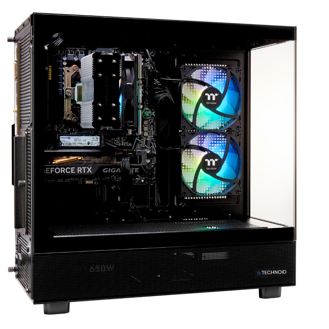 TECHNOID Glass Gaming PC - AMD Radeon RX 9070 XT - AMD Ryzen 7 9800X3D - 32GB DDR5 - 2TB SSD - Win 11 PRO - AI Ready - 850w 80 Plus Gold PSU - VR Compatible - Black