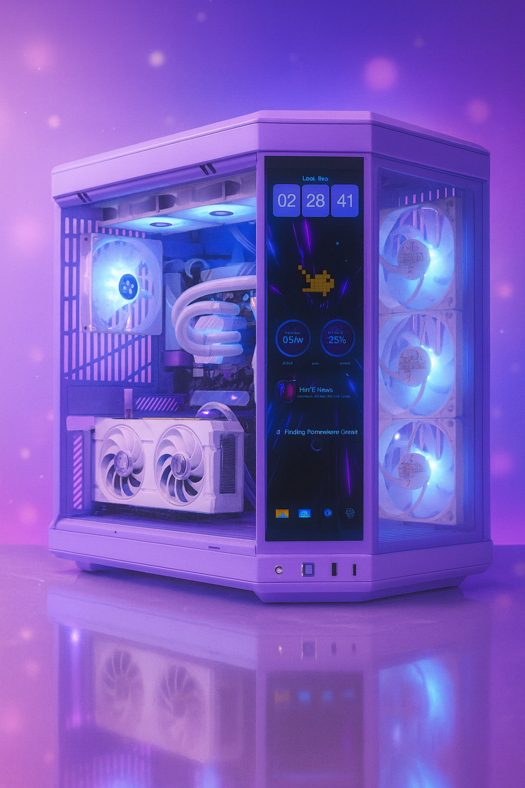 TECHNOID Limited Edition Gaming Pc (Amd Ryzen 7 7700 - RTX 5070 - 2TB SSD - 32GB RAM DDR5- Win 11 Pro - HYTE Y70 Touch infinite Taro Milk - Purple)