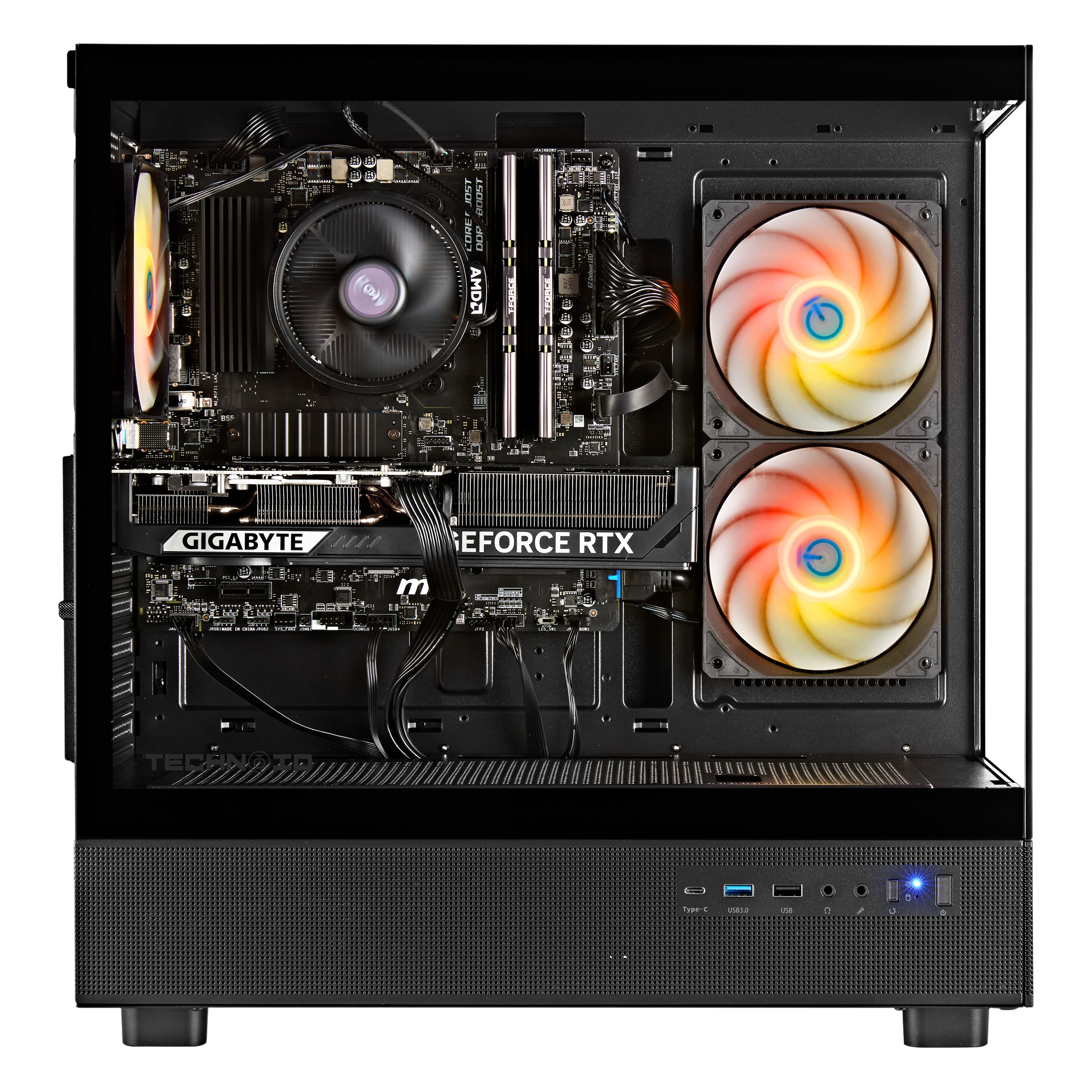TECHNOID Glass GAMING PC (RTX 5050 - Ryzen 5 - 16GB RAM - 500GB SSD - WIN 11 P- Wifi - 3 Years Warranty - Black)