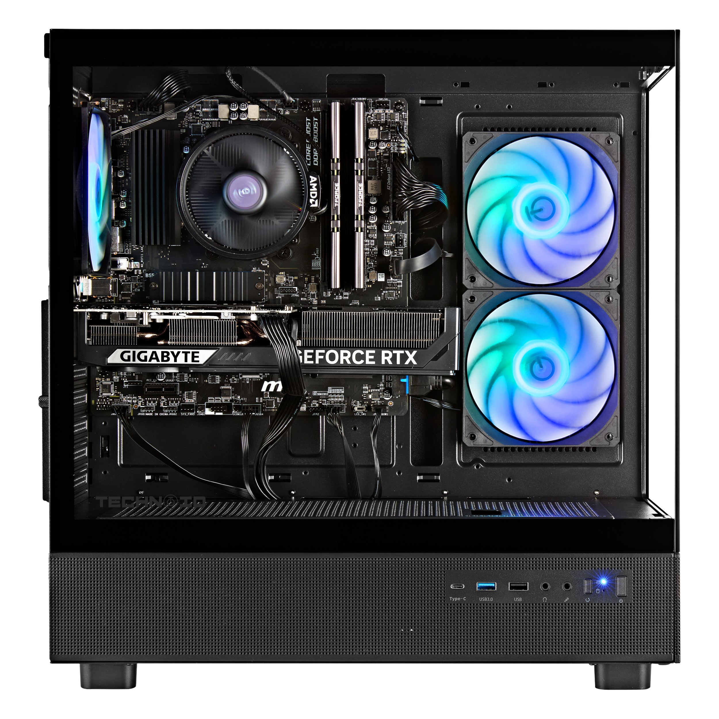 TECHNOID Glass GAMING PC (RTX 5050 - Ryzen 5 - 16GB RAM - 500GB SSD - WIN 11 P- Wifi - 3 Years Warranty - Black)