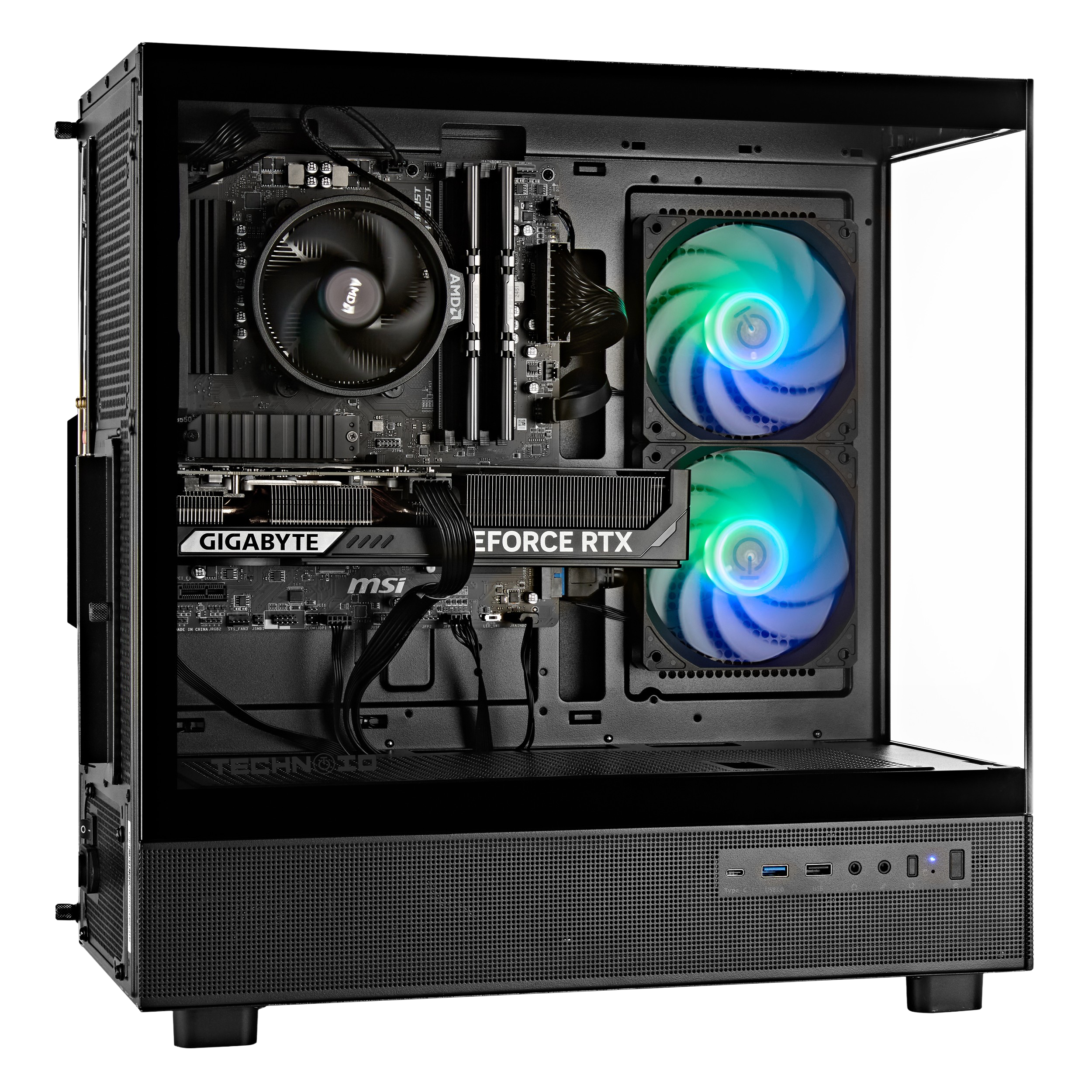 TECHNOID Glass GAMING PC (RTX 5050 - Ryzen 5 - 16GB RAM - 500GB SSD - WIN 11 P- Wifi - 3 Years Warranty - Black)