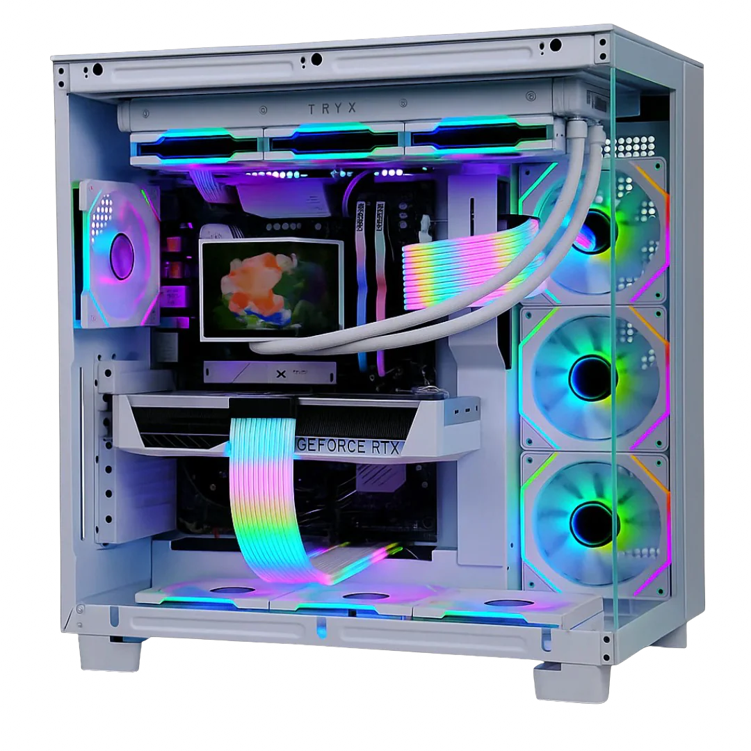TECHNOID Frozen Gaming PC - RTX 5070 Ti - AMD Ryzen 7 9800X3D - 32GB DDR5 - 2TB SSD - Win 11 PRO - AI Ready - 850w 80 Plus Gold PSU - VR Compatible - White