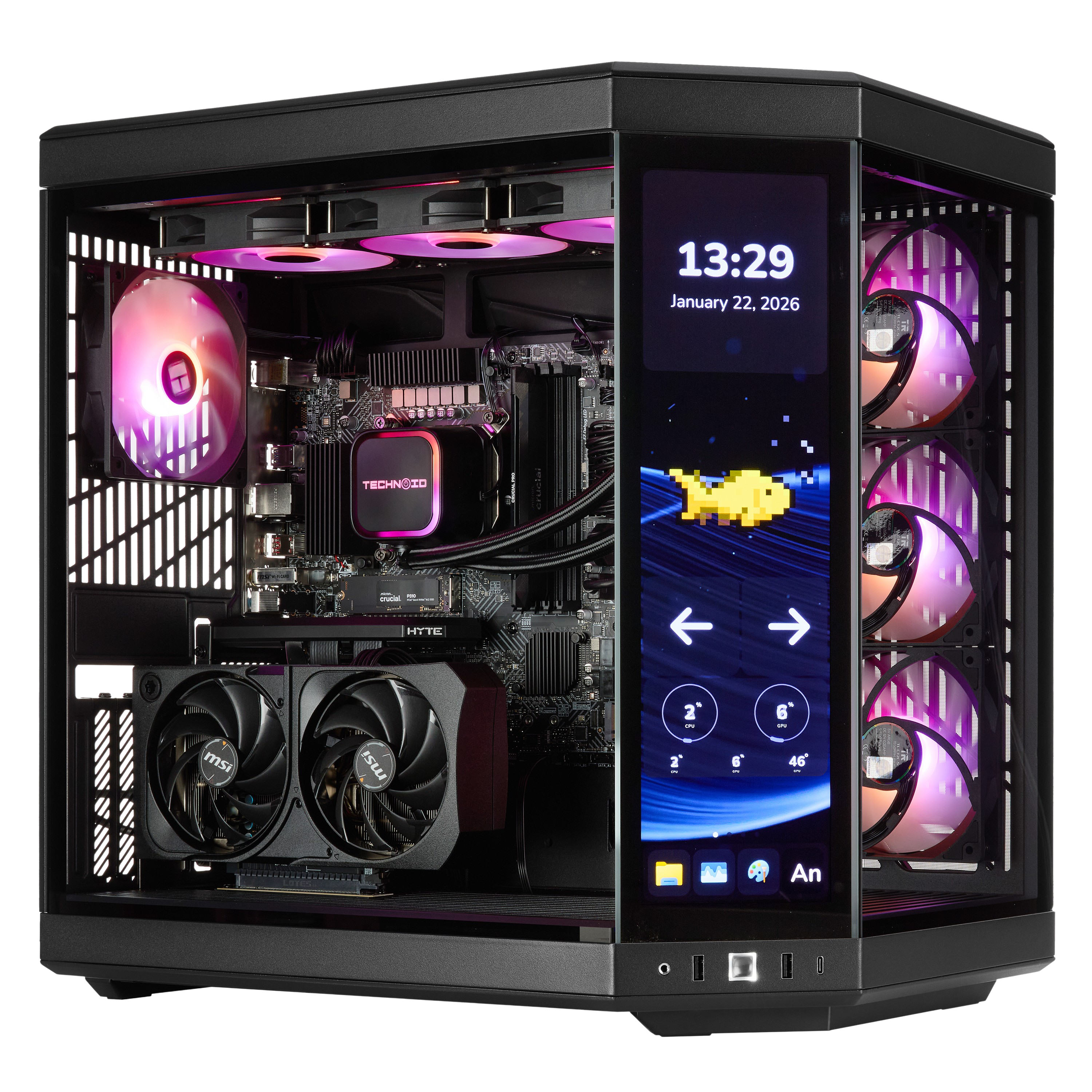 TECHNOID Limited Edition Gaming PC - AMD Ryzen 5 9600X , 32GB Ram, 2TB SSD, RTX 5060 Ti , Windows 11 Pro, HYTE Y70 Touch infinite, Black