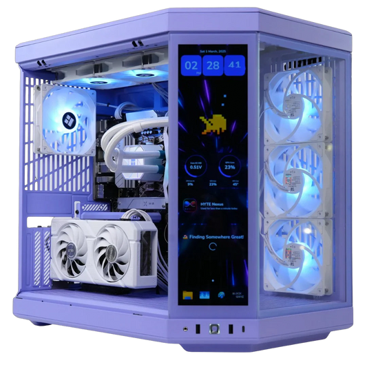 TECHNOID Limited Edition Gaming Pc (Amd Ryzen 7 9700F - RTX 5070 - 2TB SSD - 32GB RAM DDR5- Win 11 Pro - HYTE Y70 Touch infinite Taro Milk - Purple)