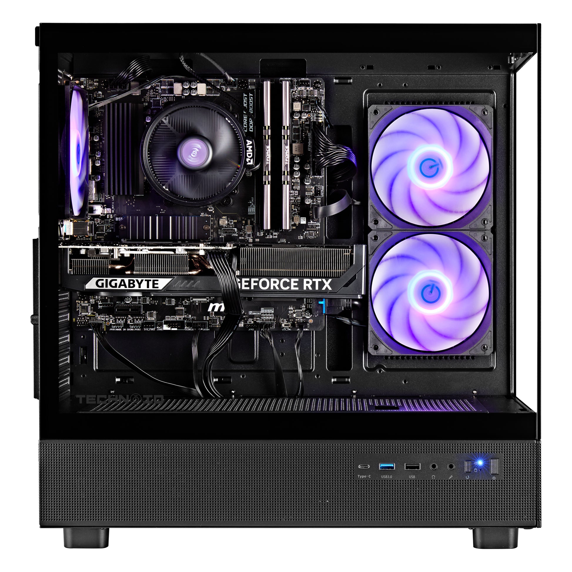 TECHNOID Glass GAMING PC (RTX 5050 - Ryzen 5 - 32GB RAM - 1TB SSD - WIN 11 H - Wifi - 3 Years Warranty - Black)