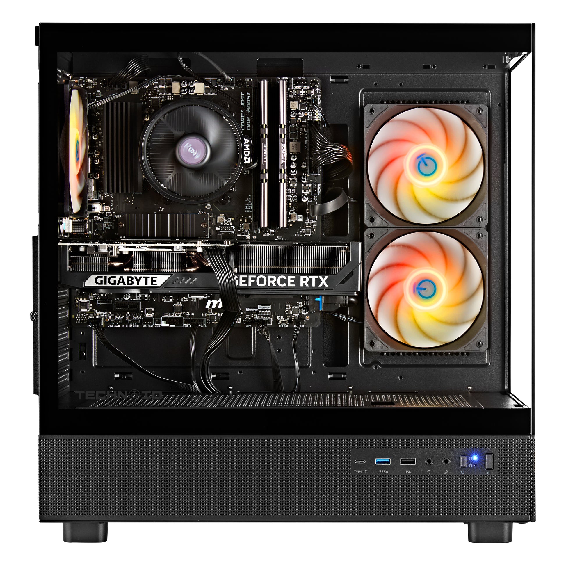TECHNOID Glass GAMING PC (RTX 5050 - Ryzen 5 - 32GB RAM - 1TB SSD - WIN 11 H - Wifi - 3 Years Warranty - Black)