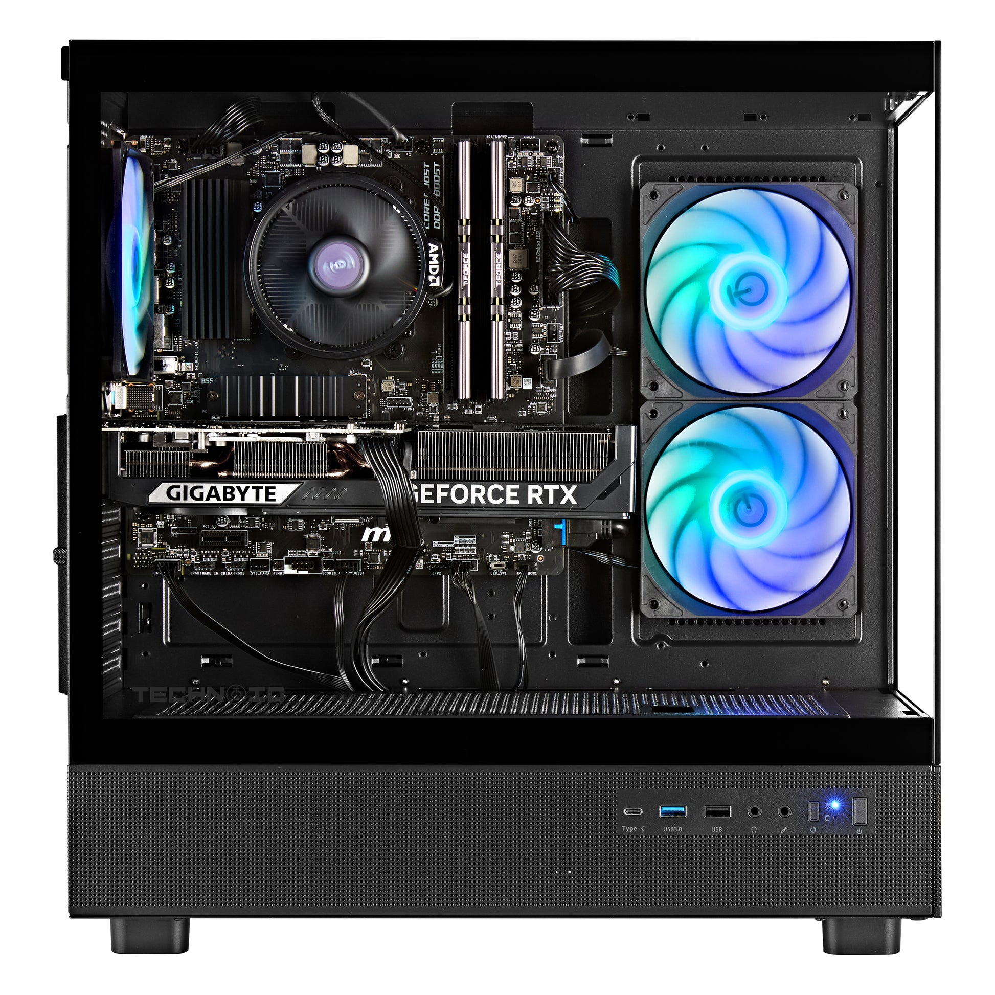 TECHNOID Glass GAMING PC (RTX 5050 - Ryzen 5 - 32GB RAM - 1TB SSD - WIN 11 H - Wifi - 3 Years Warranty - Black)