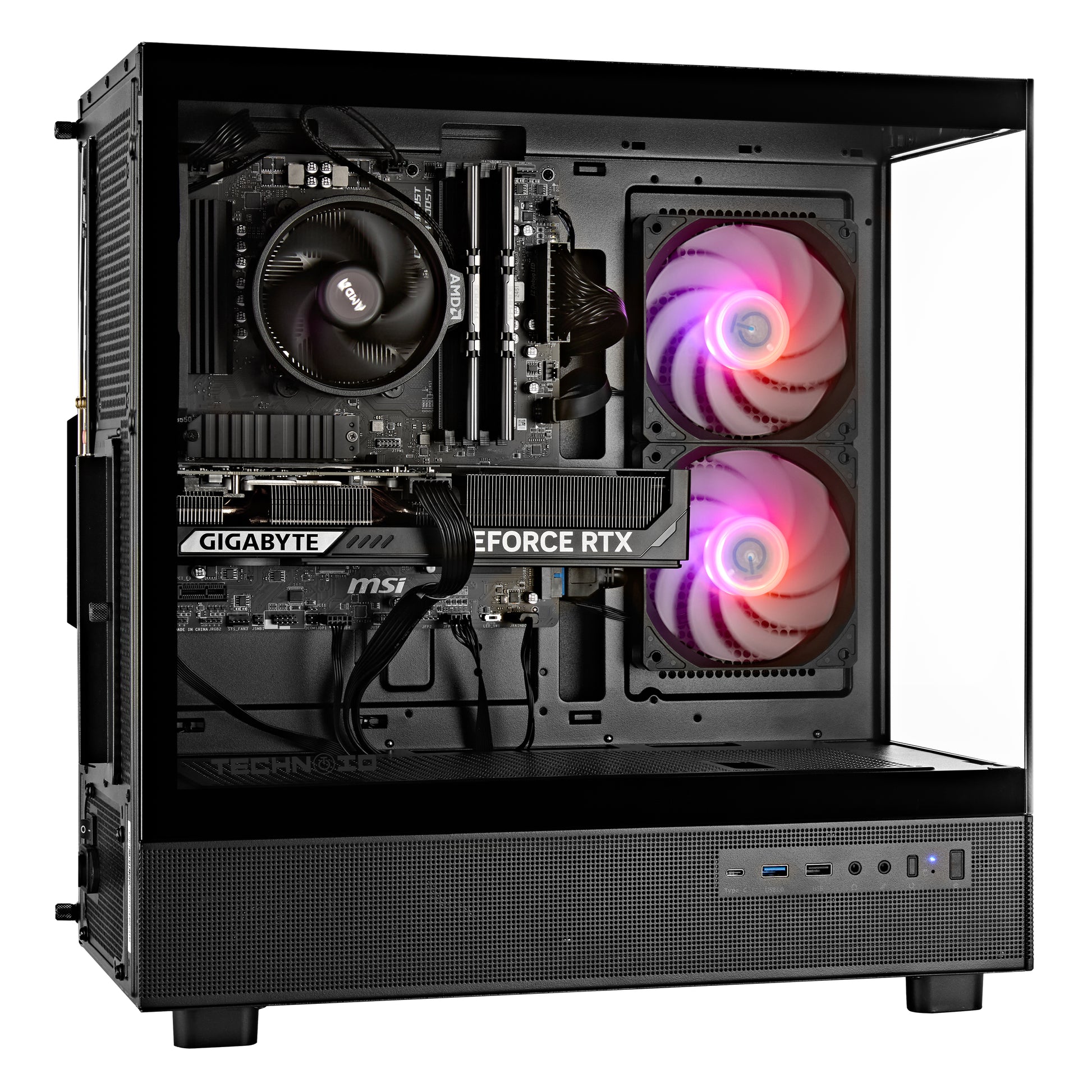 TECHNOID Glass GAMING PC (RTX 5050 - Ryzen 5 - 32GB RAM - 1TB SSD - WIN 11 H - Wifi - 3 Years Warranty - Black)