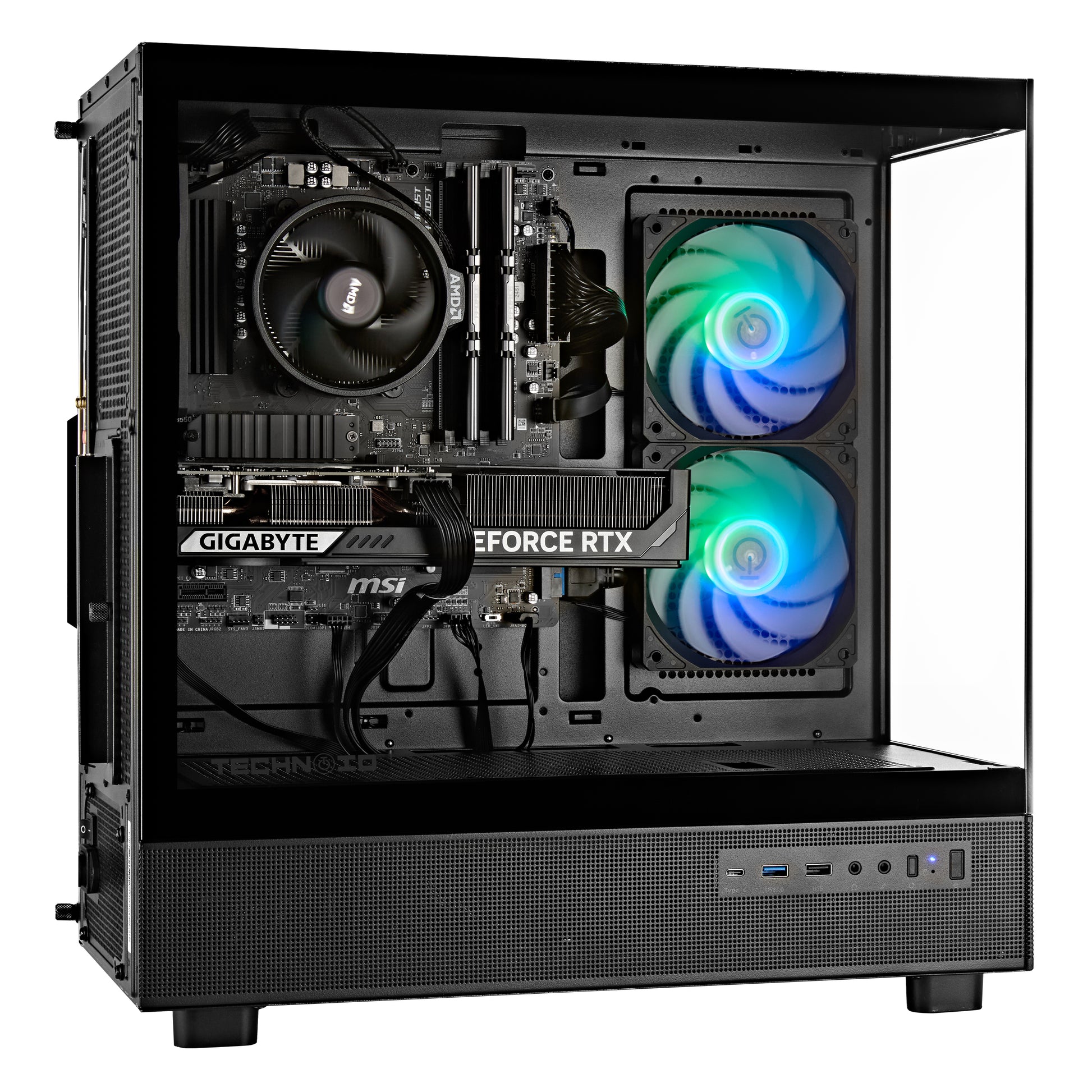 TECHNOID Glass GAMING PC (RTX 5050 - Ryzen 5 - 32GB RAM - 1TB SSD - WIN 11 H - Wifi - 3 Years Warranty - Black)