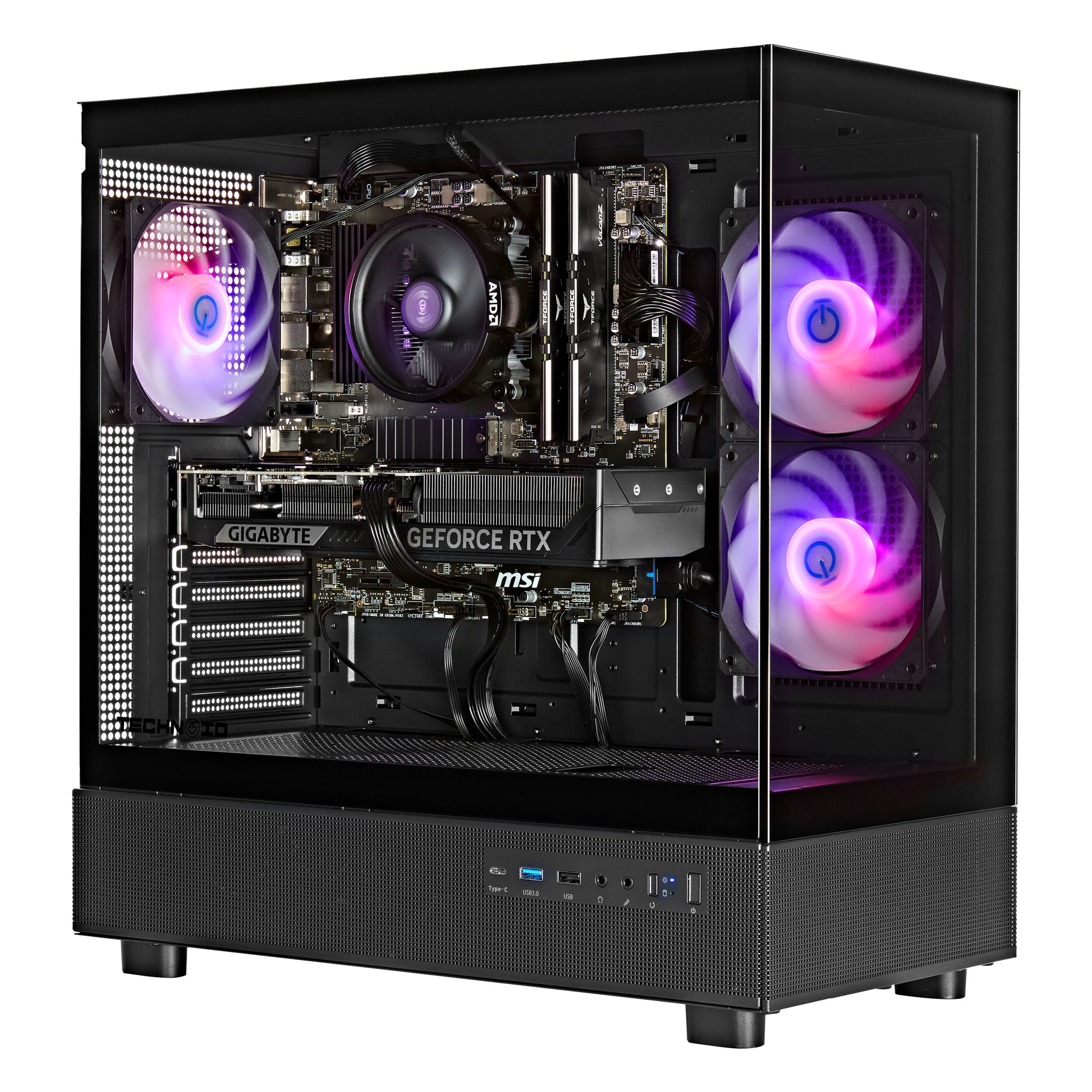TECHNOID Glass GAMING PC (RTX 5050 - Ryzen 5 - 32GB RAM - 1TB SSD - WIN 11 H - Wifi - 3 Years Warranty - Black)
