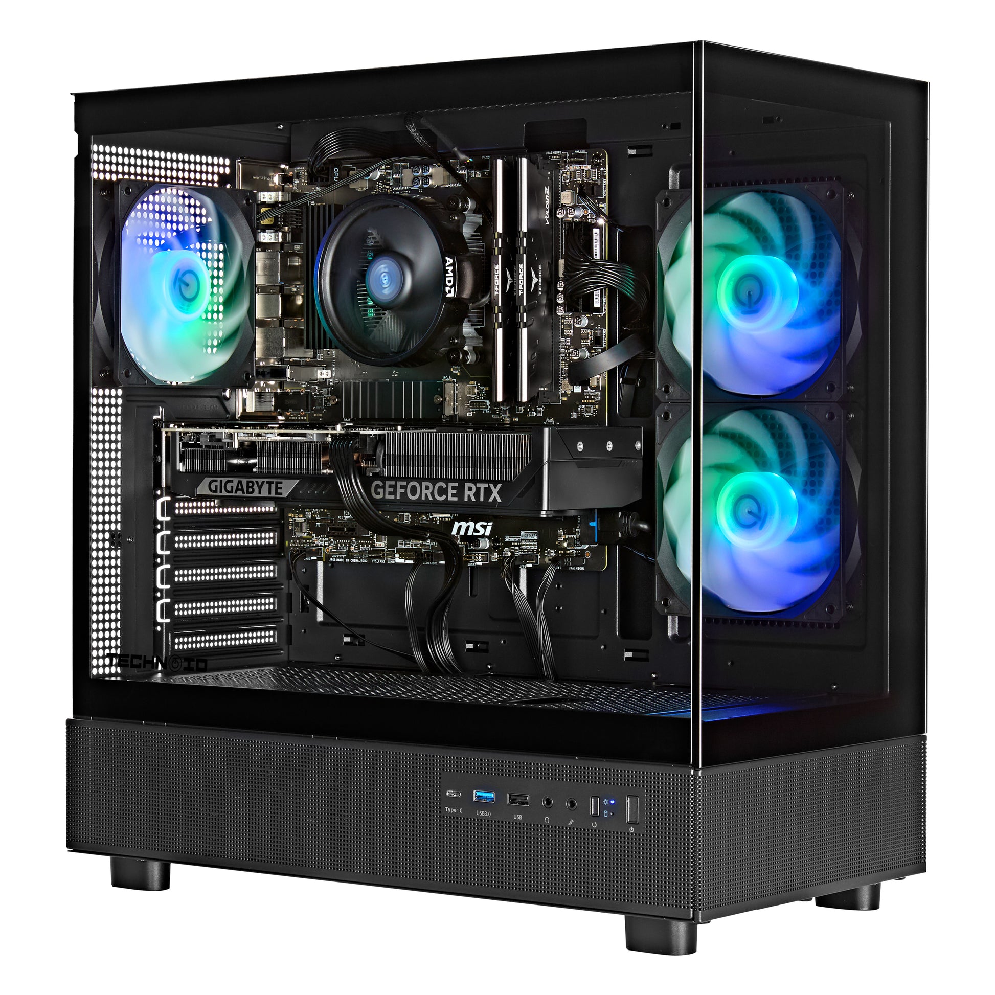 TECHNOID Glass GAMING PC (RTX 5050 - Ryzen 5 - 32GB RAM - 1TB SSD - WIN 11 H - Wifi - 3 Years Warranty - Black)