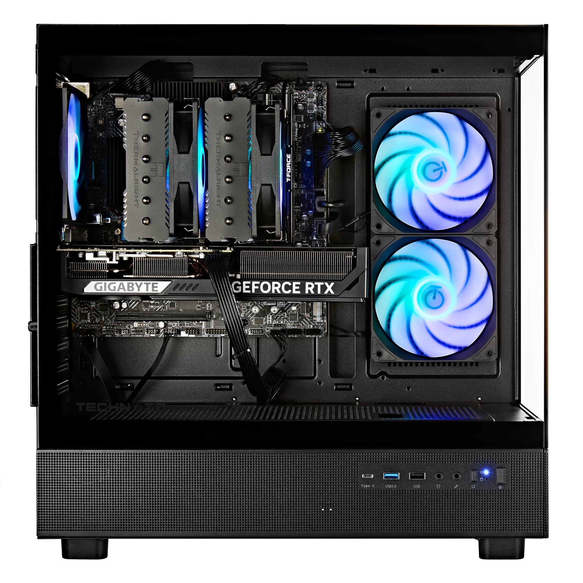 TECHNOID Glass Gaming PC - GeForce RTX 5060 Ti - AMD Ryzen 5 9600x - 32GB DDR5 - 2TB SSD - Win 11 PRO - AI Ready - VR Compatible - Black