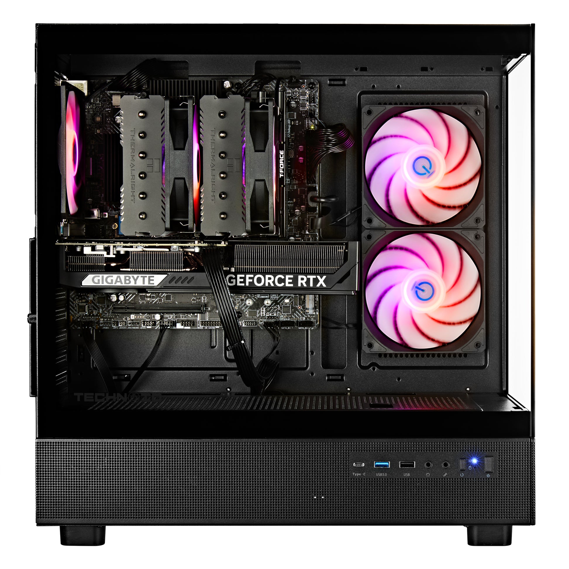 TECHNOID Glass Gaming PC - GeForce RTX 5060 Ti - AMD Ryzen 5 9600x - 32GB DDR5 - 2TB SSD - Win 11 PRO - AI Ready - VR Compatible - Black