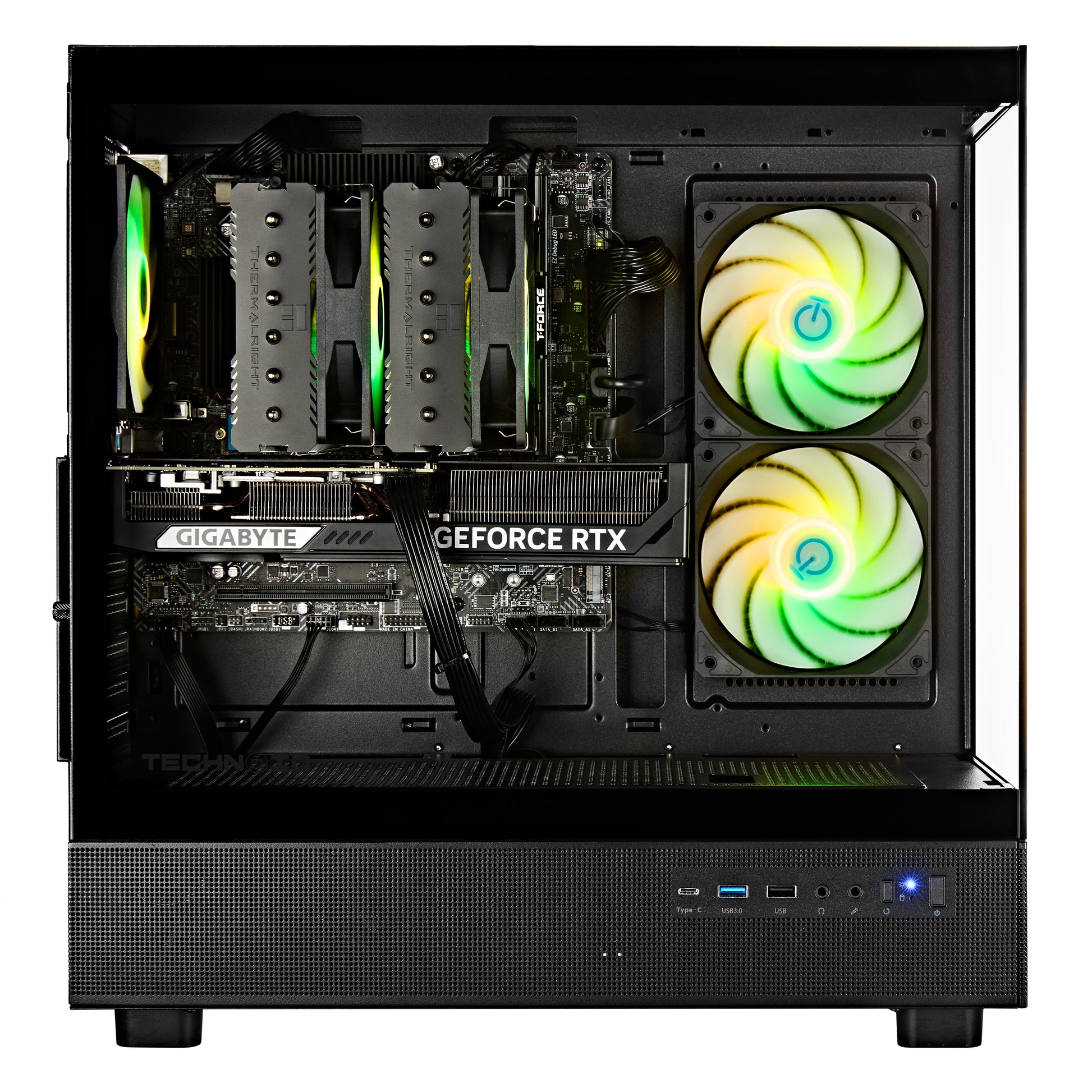 TECHNOID Glass Gaming PC - GeForce RTX 5060 Ti - AMD Ryzen 5 9600x - 32GB DDR5 - 2TB SSD - Win 11 PRO - AI Ready - VR Compatible - Black