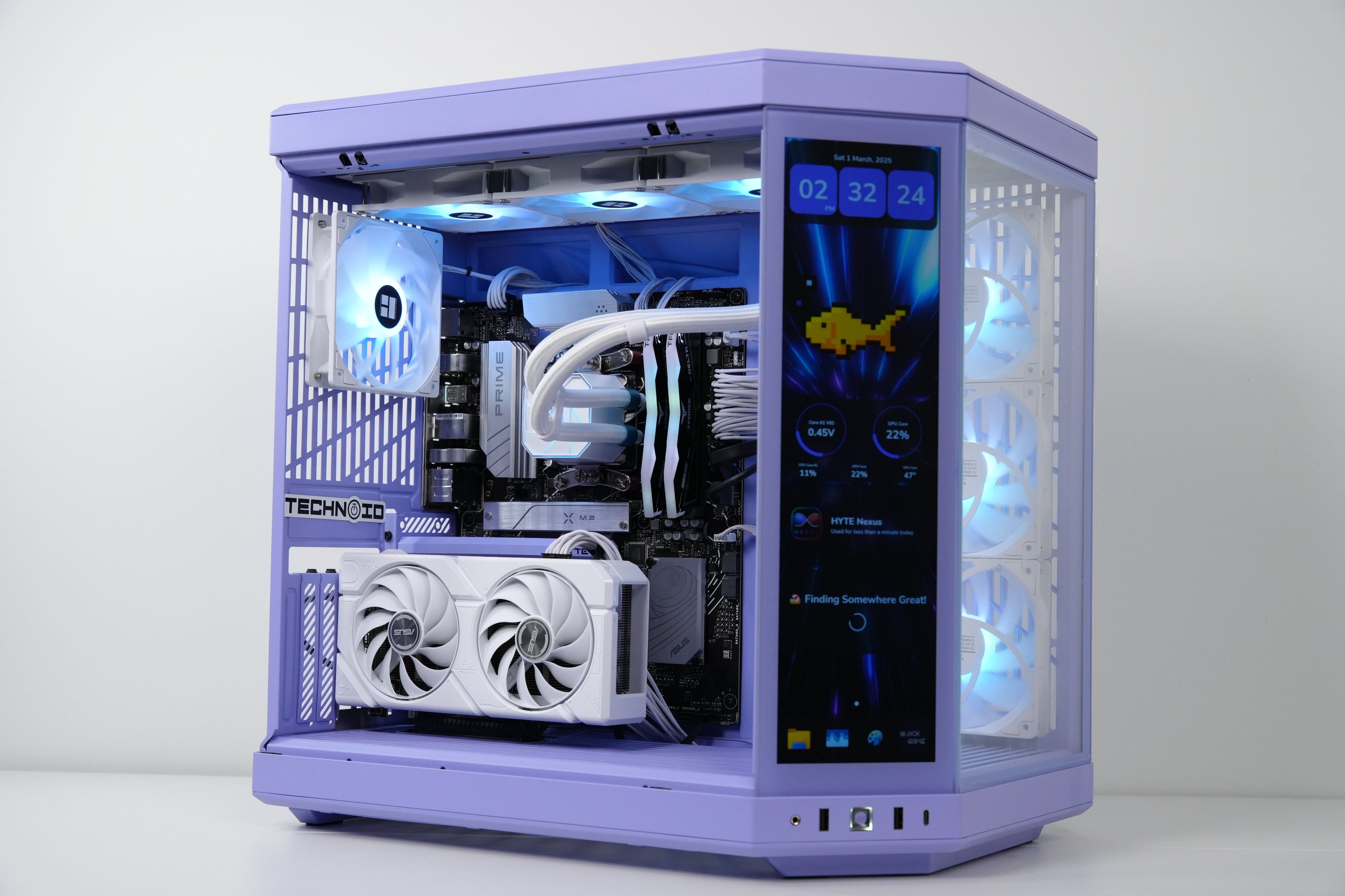 TECHNOID Limited Edition Gaming Pc (Amd Ryzen 7 9700F - RTX 5070 - 2TB SSD - 32GB RAM DDR5- Win 11 Pro - HYTE Y70 Touch infinite Taro Milk - Purple)