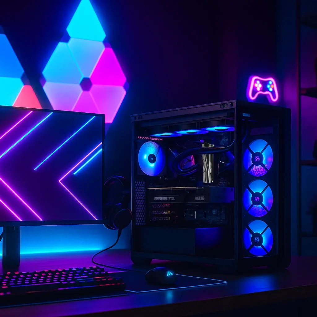 TECHNOID NOVA Gaming PC - GeForce RTX 5090 - AMD Ryzen 9 9950X3D2 - 64GB DDR5 - 4TB SSD - Win 11 PRO - AI Ready - 1000w 80 Plus Gold PSU - VR Compatible - Black