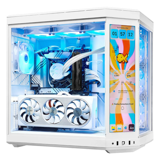 TECHNOID Limited Edition Gaming PC - Intel Core i7 14700KF, 32GB Ram, 2TB SSD, RTX 5070 , Windows 11 Pro, HYTE Y70 Touch infinite, White