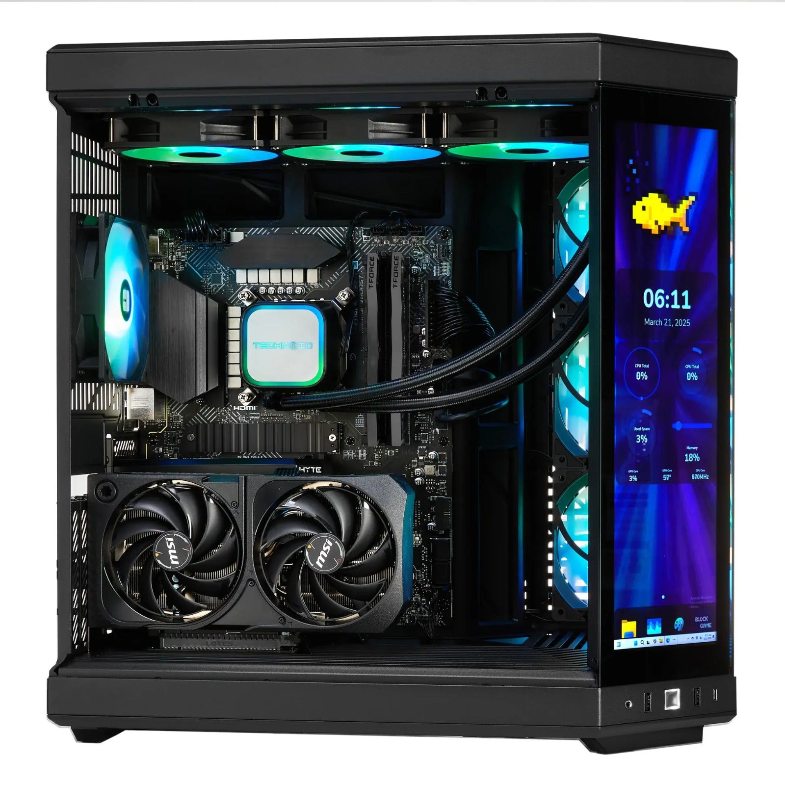 TECHNOID Limited Edition Gaming PC - AMD Ryzen 7 9800X3D, 64GB Ram, 2TB SSD, RTX 5080 , Windows 11 Pro, HYTE Y70 Touch infinite, Black