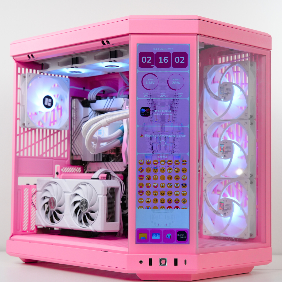 TECHNOID Limited Edition Gaming Pc (AMD Ryzen 7 7700 - RTX 5070 - 2TB SSD - 32GB RAM DDR5- Win 11 Pro - HYTE Y70 Touch infinite Strawberry Milk - Pink)